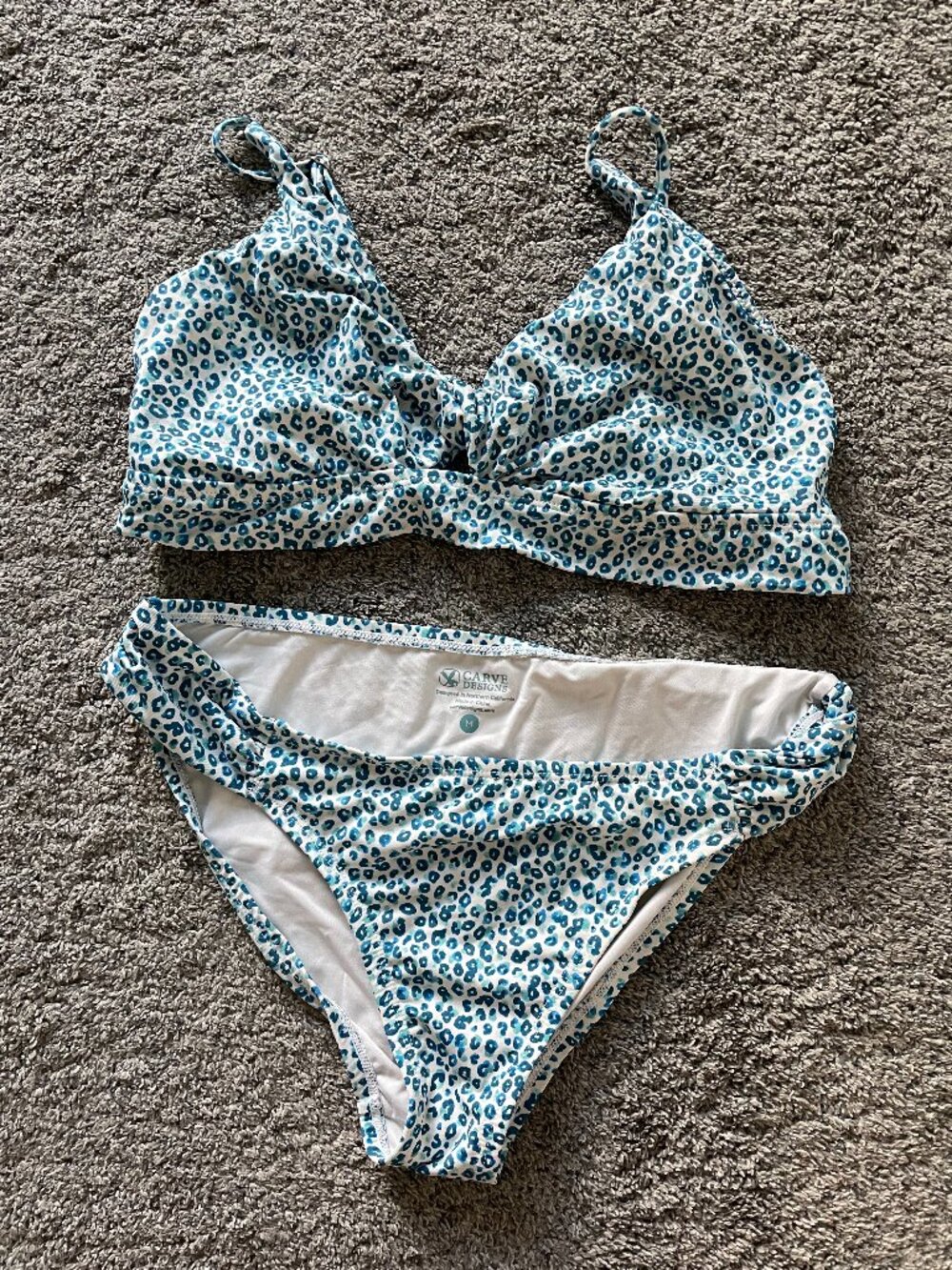 Carve Designs Bikini Set - Elba Top (L) and Cardiff Bottom (M), Blue Print